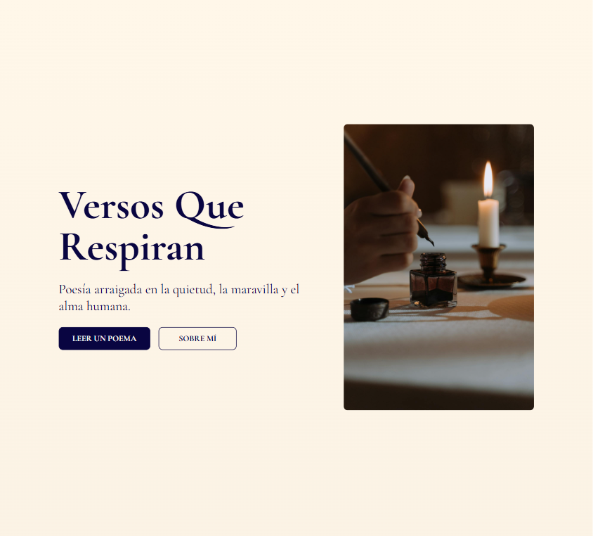 Landing page for a poetess.